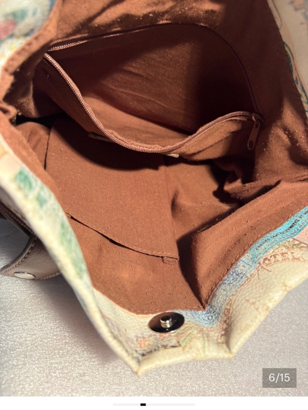 Relic Paris Postcard Collage Crossbody Bag Eiffel Tower Print Multi Pocket Y2K - Picture 5 of 12